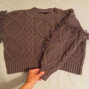 Line & Dot fringe cable knit sweater size small